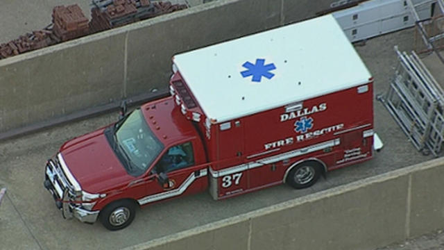 ​Ambulance like the one used to transport the man who tested positive for Ebola in Dallas is seen on Sept. 30, 2014 