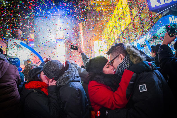 Revelers Celebrate New Year's Eve In New York's Times Square 