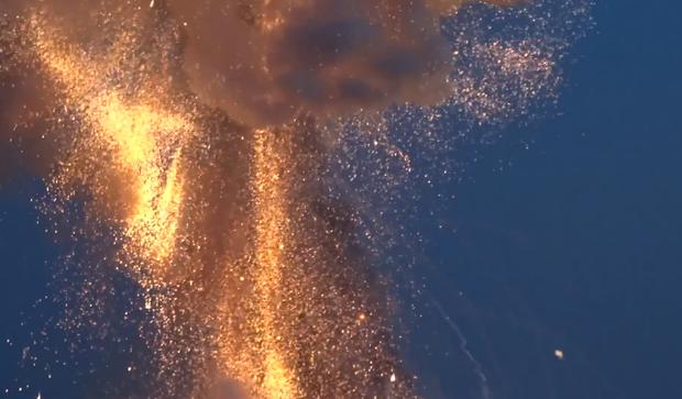 Unmanned Antares rocket is seen exploding seconds after liftoff from commercial launch pad in still image from video shot by Matthew Travis of Zero-G News from the press area at Wallops Island, Virginia October 28, 2014 