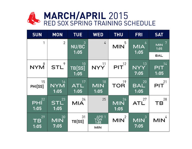 2015 Spring Training Schedule 