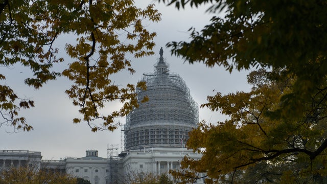 U.S. Capitol building, undergoing renovation, on November 12, 2014 
