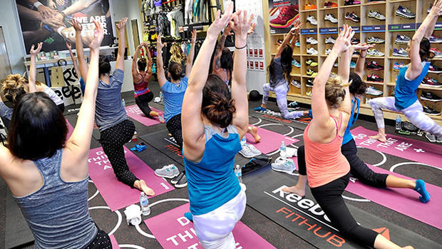 Haylie Duff And Tara Stiles Host Yoga Event At New Reebok FitHub In Studio City 