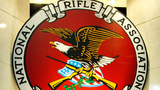 The seal for the National Rifle Association is seen during the 142nd annual convention at the George R. Brown Convention Center May 4, 2013, in Houston, Texas. 
