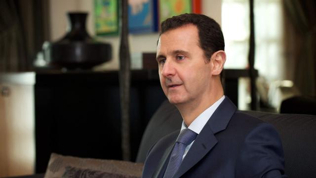 Syria's President Bashar Assad is seen during an interview with the American magazine Foreign Affairs in Damascus 