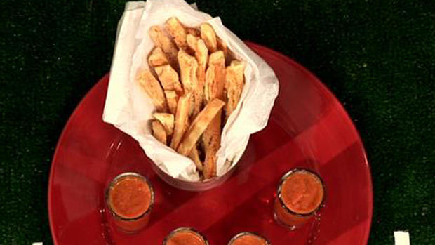 Mary Calvi's Grilled Cheese Fries With Tomato Bisque 