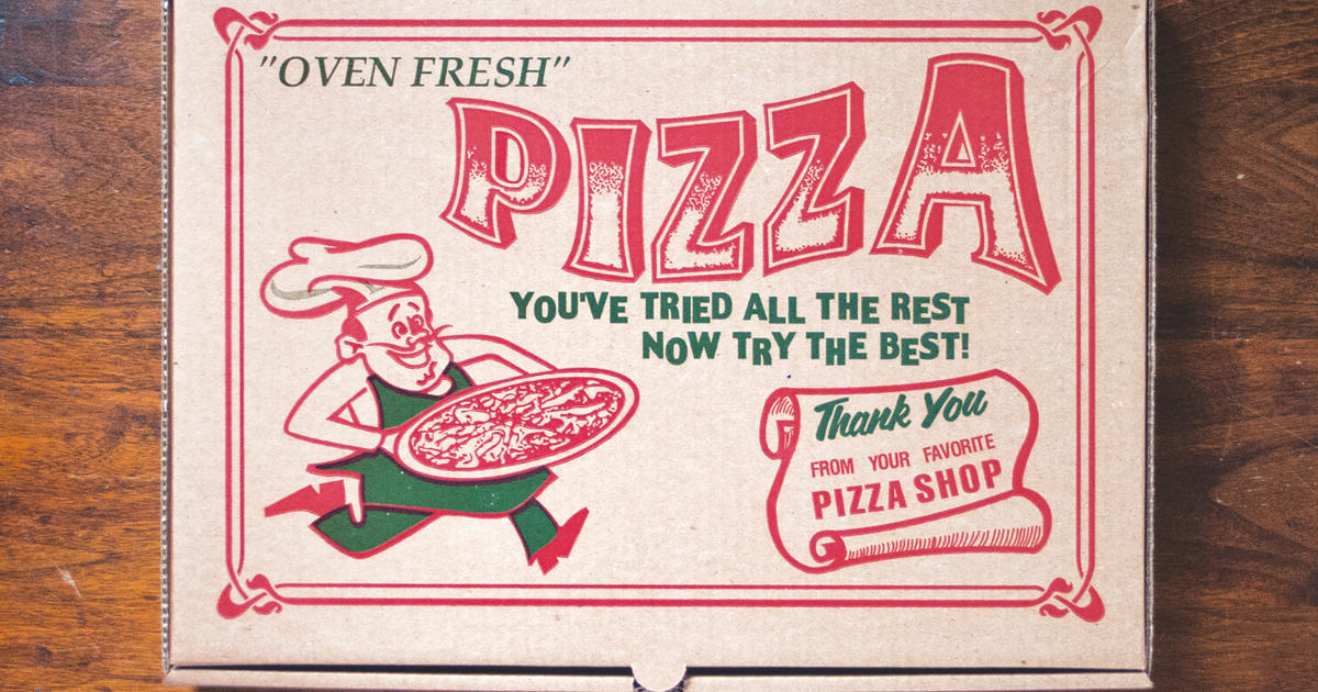 Classic Pizza Box Cardboard With Red Letters Fresh Hot Delicious