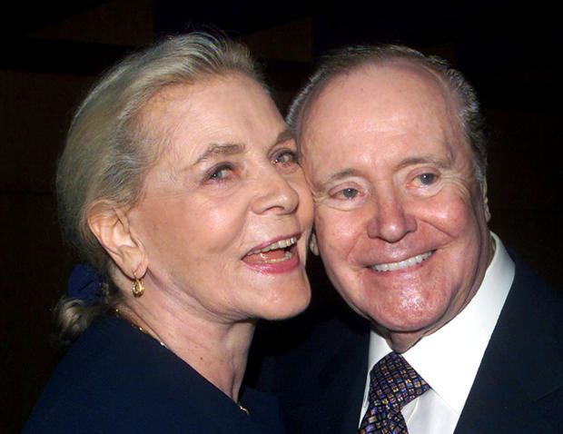 Actors Lauren Bacall and Jack Lemmon pose at a reception following an invitation only memorial service honoring the late actor Walter Matthau at the Director's Guild Theatre in Los Angeles Aug. 20, 2000. 