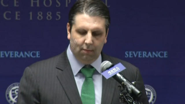 ​U.S. Ambassador to South Korea Mark Lippert, sporting a bandage on his face, addressing reporters in Seoul after his release from hospital where he was treated for wounds suffered in knife attack five days earlier 