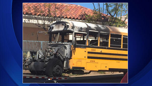 School bus catches fire 