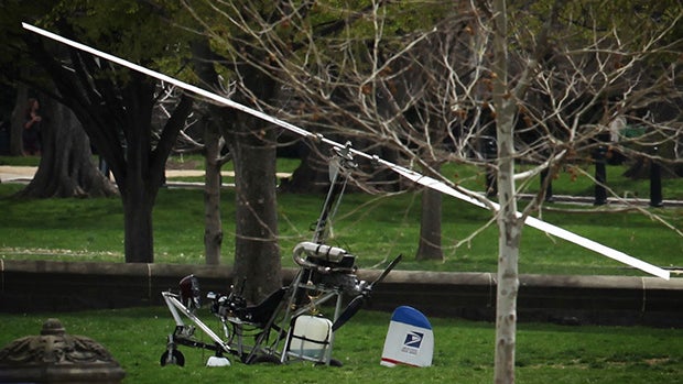 Gyrocopter sits on the West Lawn of the U.S. Capitol building on April 15, 2015 