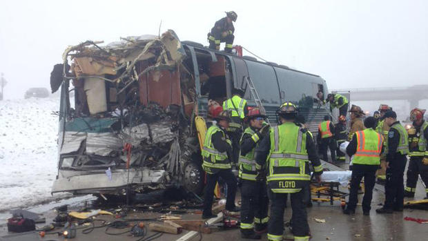 Semi Bus Crash I-70 (from Aurora PD tweet) 
