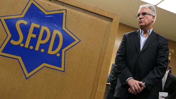 Then-San Francisco Police Chief George Gascon pauses during a news conference at the San Francisco Hall of Justice May 5, 2010, in San Francisco, California. 