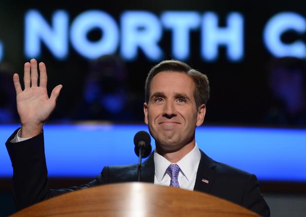 Beau Biden, Delaware attorney general and son of Vice President Joe Biden, waves at the Time Warner Cable Arena in Charlotte, North Carolina, Sept. 6, 2012, on the final day of the Democratic National Convention. 