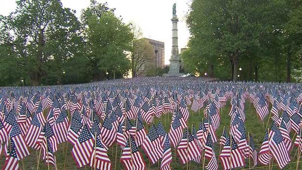 Memorial Day Flags Boston Common 