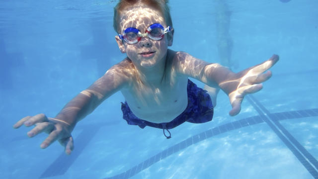 swimming underwater 