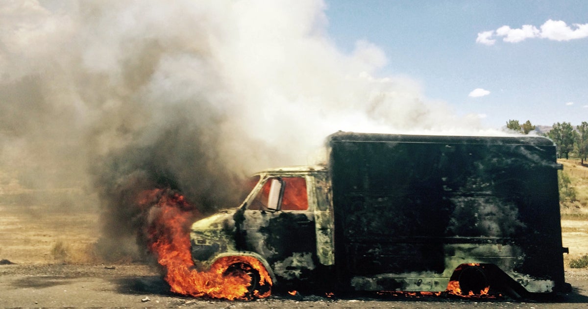 Fireworks-filled van explodes on California interstate - CBS News