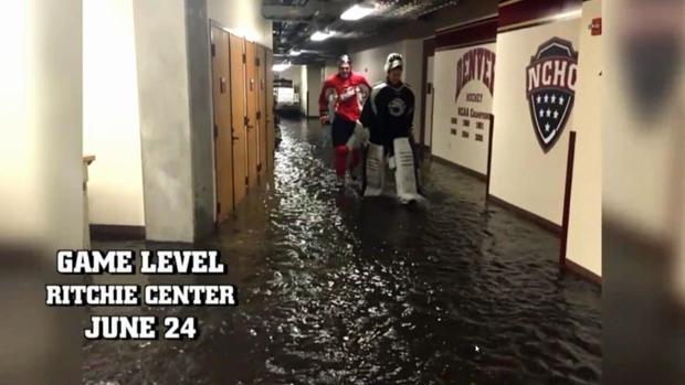DU flooding, hockey players 