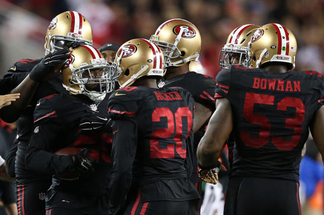 49ers black and red uniform