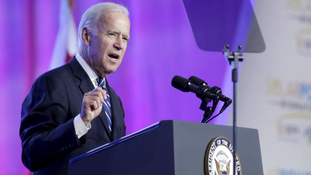 Vice President Joe Biden speaks at the Solar Power International trade show in Anaheim, California, Sept. 16, 2015. 