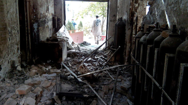 The damaged interior of the hospital in which the Medecins Sans Frontieres (MSF) medical charity operated is seen Oct. 13, 2015, following an airstrike in the northern city of Kunduz, Afghanistan. 