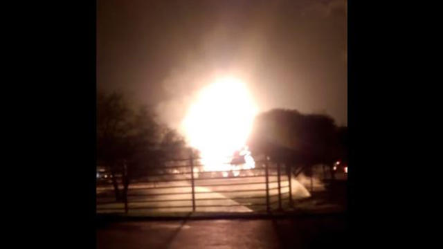 ​A massive fireball rises from the ground in Encinal, Texas, Oct. 16, 2015. 