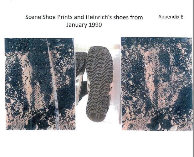 Shoe prints at the crime scene, compared with Heinrich's shoes 