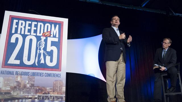 U.S. Republican presidential candidate Texas Sen. Ted Cruz speaks at the Freedom 2015 National Religious Liberties Conference in Des Moines, Iowa, Nov. 6, 2015. 