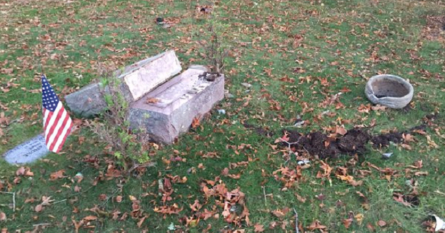 Cops investigate "disgraceful" vandalism of veterans' graves at