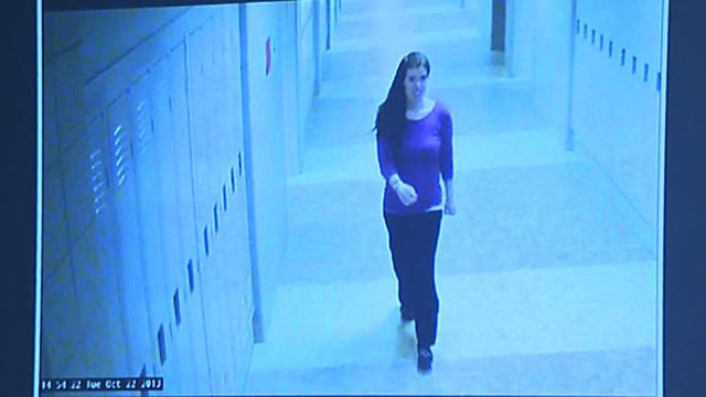 Teacher Colleen Ritzer is seen in surveillance video at Danvers High School in Danvers, Massachusetts, in 2013. 