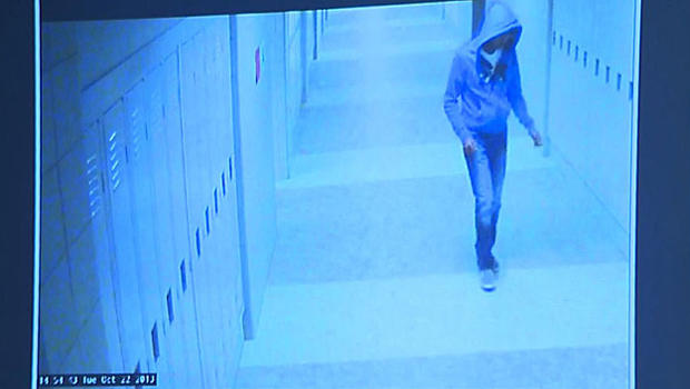 Philip Chism, 14, is seen in surveillance video at Danvers High School in Danvers, Massachusetts, in 2013. 