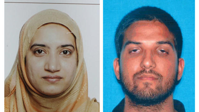 This undated combination of photos provided by the FBI, left, and the California Department of Motor Vehicles shows Tashfeen Malik, left, and Syed Rizwan Farook. 