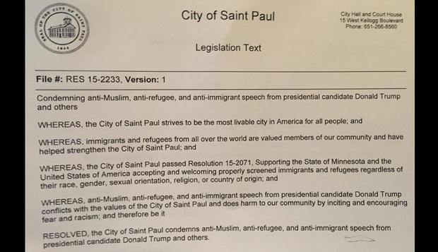 St. Paul City Council Donald Trump Resolution 