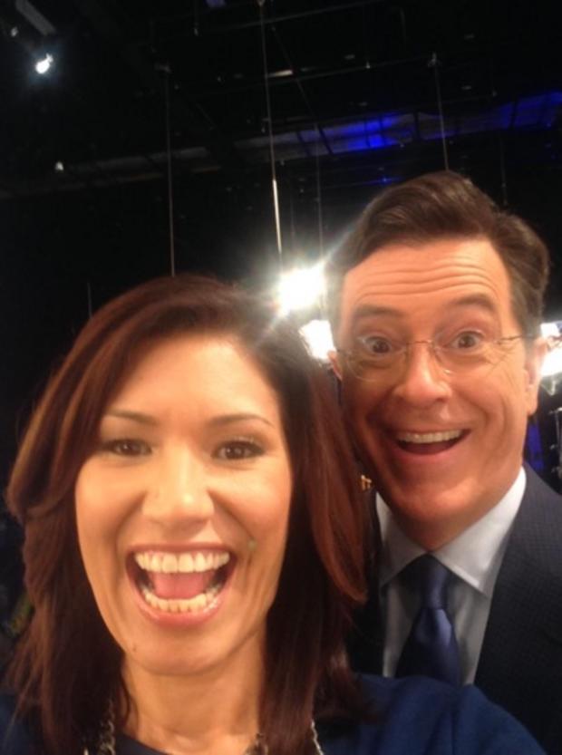 Stephen Colbert and Amelia Santaniello 