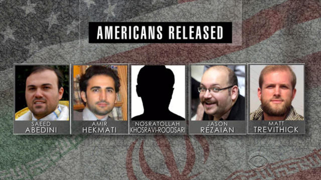 From left to right, pastor Saeed Abedini, ​former U.S. Marine Amir Hekmati, Washington Post reporter Jason Rezaian and American student Matthew Trevithick are seen in this photo combination. 