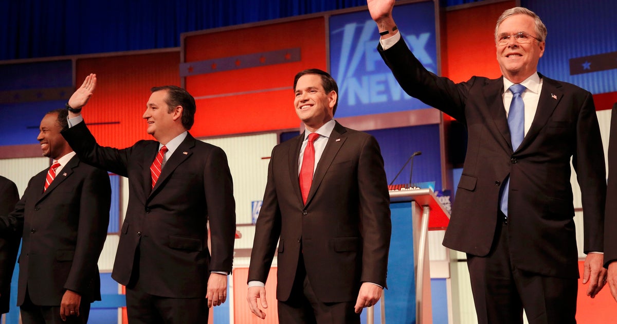 Rivals mock Donald Trump in first minutes of GOP debate - CBS News