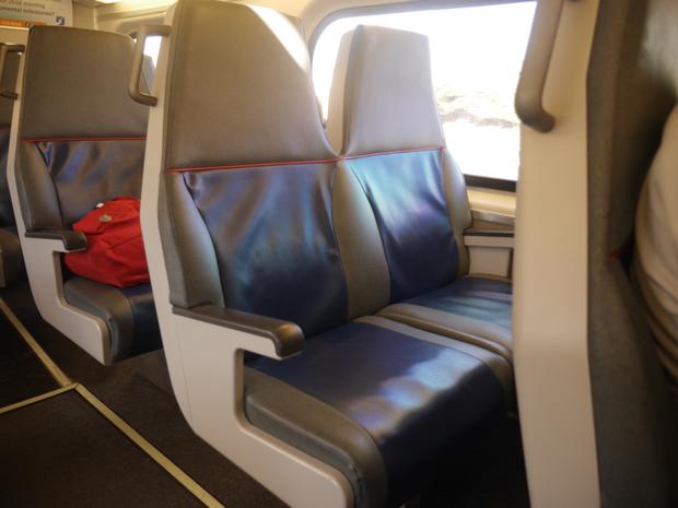 These Caltrain seats are comfortable for long rides. Open alcohol containers are permitted on the train until 9pm. Find out more at http://www.caltrain.com/ 
