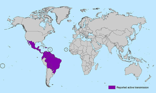 CDC Zika Spread Map 2/9/16 