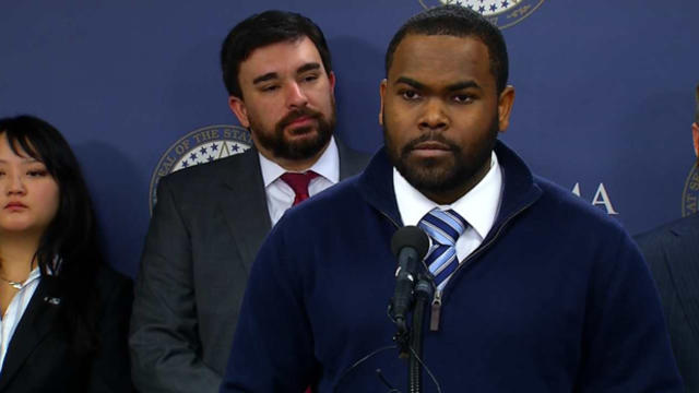 U.S. Army Reservist Raja'ee Fatihah speaks during a press conference in Oklahoma City Feb. 17, 2016, about his lawsuit against a gun range in Oktaha, Oklahoma. 