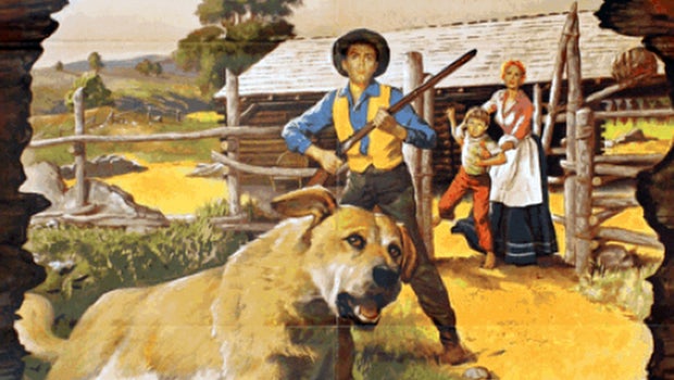 This undated photo provided by the American Humane Association, AHA, shows a movie poster advertising the film "Old Yeller."