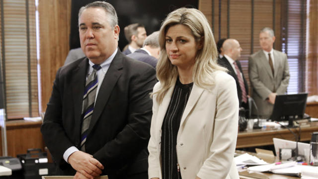 Sportscaster and television host Erin Andrews, right, stands with attorney Scott Carr as the jury enters the room during her civil trial Feb. 25, 2016, in Nashville, Tenn. 