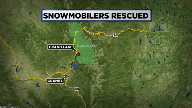 Snowmobilers Rescued map 