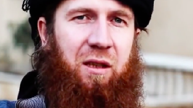 ​ISIS commander Omar al-Shishani, or "Omar the Chechen," is seen in an undated file photo from a propaganda video posted only by the militant group 