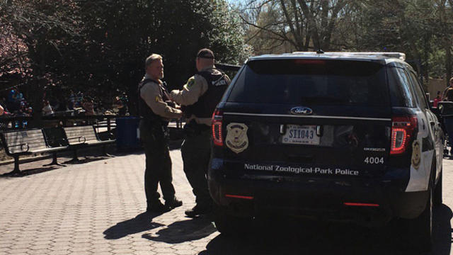 ​National Zoological Park Police work the scene after a report of an explosion at the National Zoo in Washington, D.C., March 17, 2016. 