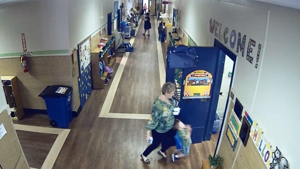 ​In this screen capture taken from surveillance video, Georgia teacher Amelia Stripling appears to knock a special needs student to the floor at the Tift County Pre-K Center in Tifton, Georgia, on March 17, 2016. 