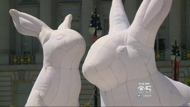 SF inflatable rabbit art installation 