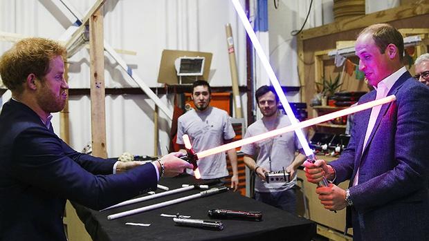 Prince William and Prince Harry visit the "Star Wars" set 
