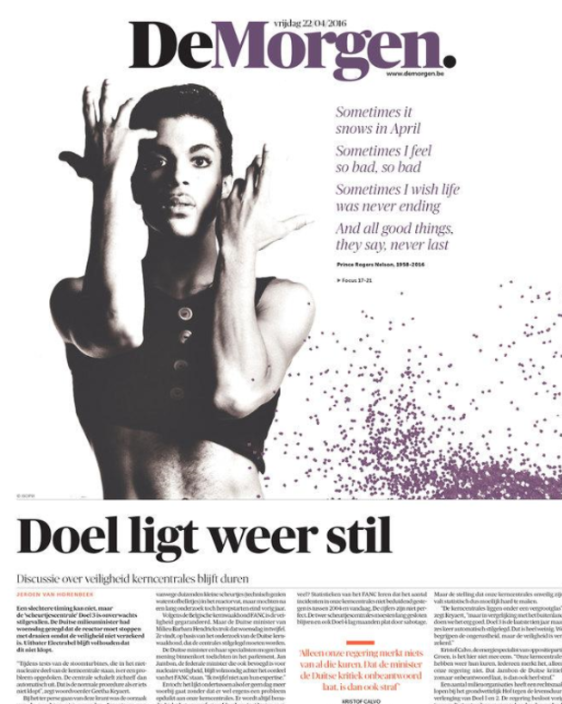 Prince On Belgian Newspaper Front Page 