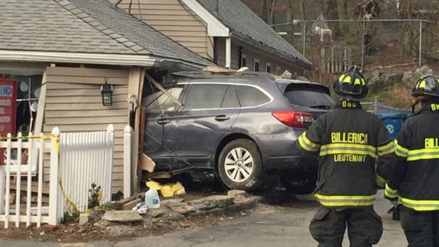 ​Crews work the scene after a SUV crashed into a day care center in Billerica, Massachusetts, April 28, 2016. 