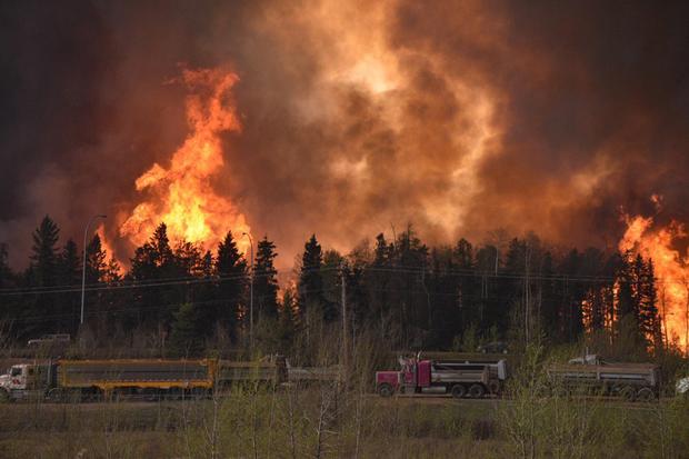 A wildfire worsens along Highway 63 Fort McMurray, Alberta, Canada, on May 3, 2016. 