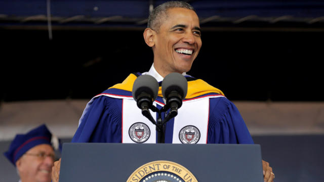 ​President Obama smiles as he delivers the commencement address to the 2016 graduating class of Howard University in Washington May 7, 2016. 